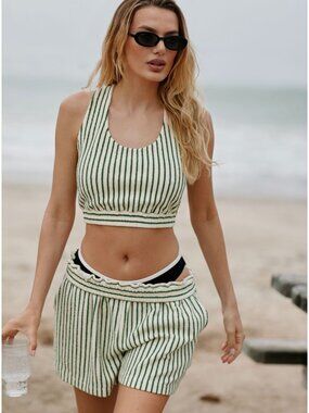 Sunday in Brooklyn NWT Terry Striped Top & Shorts SET Sz Small - Anthropologie
